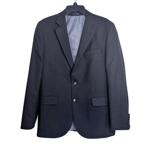 Blazer 100% Wool Classic Fit 40R Dark Gray Stafford Jacket Gingham Lined Men's
